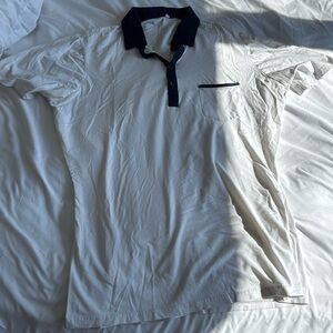 Classic White Polo Shirt with Navy Trim